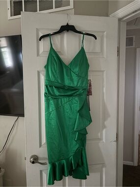 emerald sundae sequin dress Emerald Sundae Juniors' Sequin Slit V-Neck Gown